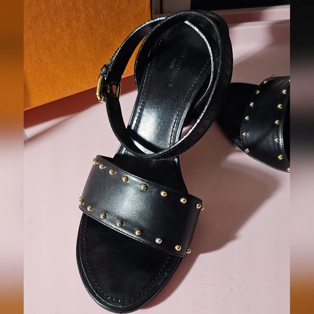 Louis Vuitton Black Studded Women's Sandals - Picture 2 of 7